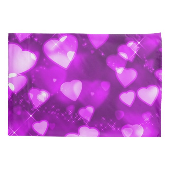 Housse D'oreillers Art rose et pourpre d'aerographe de coeurs (Dos)
