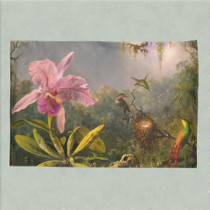 Housse D'oreillers Artsy brésilien Cattelya Orchid et 3 colibris