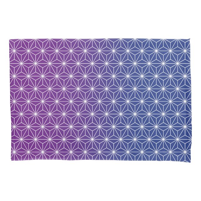 Housse D'oreillers Asanoha japonais traditionnel Imprimé bleu & viole (devant)