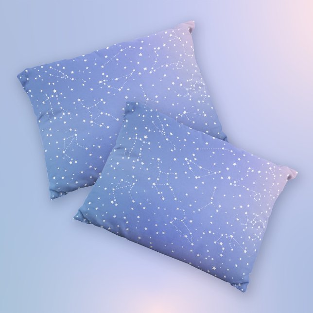 Housse D'oreillers Astrologie des étoiles de l'espace rose (Mockup of 2 pillows)