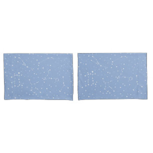 Housse D'oreillers Astrologie Pastel Bleu Étoiles Blanches Constellat