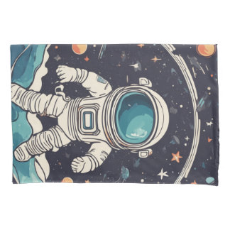 Housse D'oreillers Astronaute et Planètes Espace
