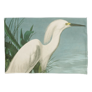 Housse D'oreillers Audubon Héron de neige Oiseaux d'aigrettes blanche