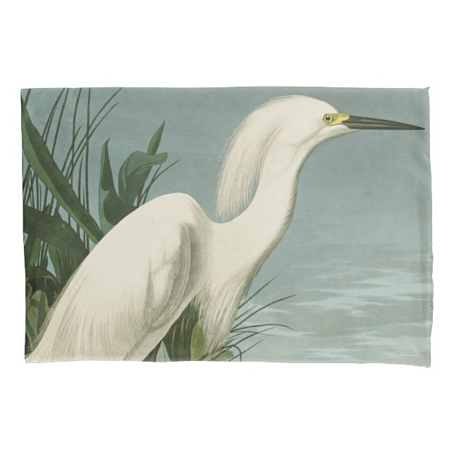 Housse D'oreillers Audubon Héron de neige Oiseaux d'aigrettes blanche (devant)