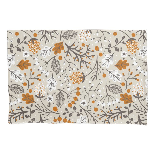 Housse D'oreillers Automne Berries Feuilles et Branches Motif (devant)