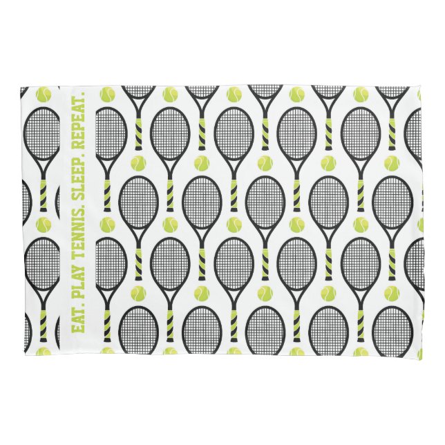 Housse D'oreillers Avec texte 🎾 Noir et vert tennis 🎾 blanc (devant)