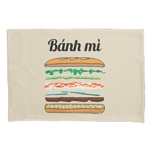 Housse D'oreillers Baguette vietnamienne de pain français de sandwich