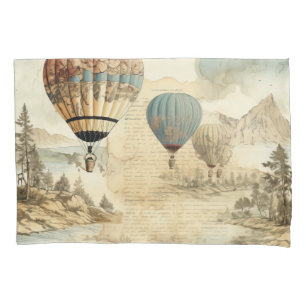 Housse D'oreillers Balloon vintage à air chaud dans un paysage serein