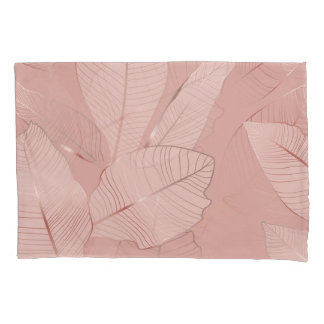 Housse D'oreillers Banane, feuilles de palmiers : cuivre brillant.