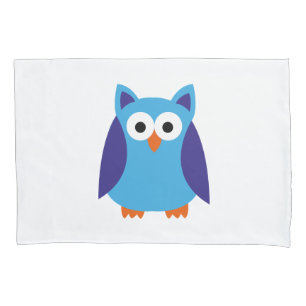 Housse D'oreillers Bande dessinée bleue de hibou