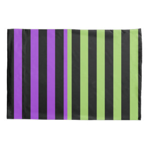 Housse D'oreillers Bande verte violette et noire d'Halloween
