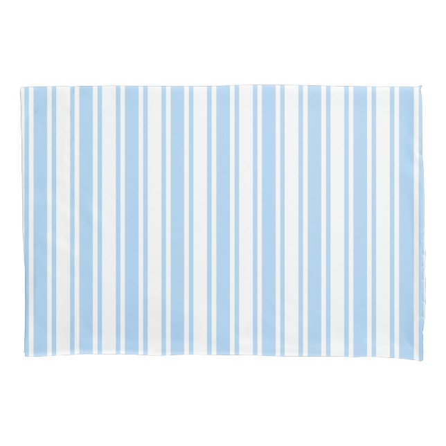 Housse D'oreillers Bandes de bonbons bleu pâle et blanc (devant)