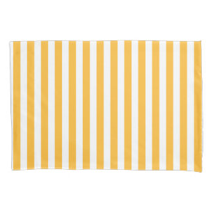 Housse D'oreillers Bandes de bonbons jaune et blanc ensoleillé