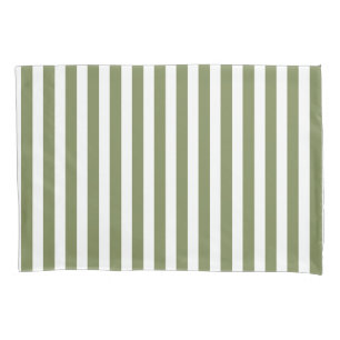 Housse D'oreillers Bandes de bonbons vert olive et blanc