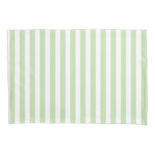 Housse D'oreillers Bandes de bonbons vert pâle et blanc