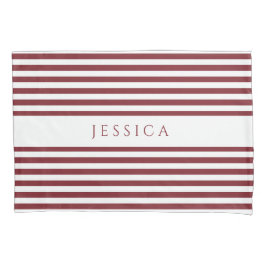 Housse D'oreillers Bandes Rouges Et Blanches