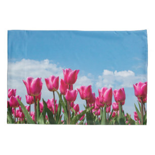Housse D'oreillers Bannière des nuages du jardin des tulipes