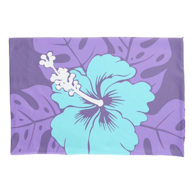 Housse D'oreillers Banzai Beach Hibiscus hawaïen bande réversible (devant)