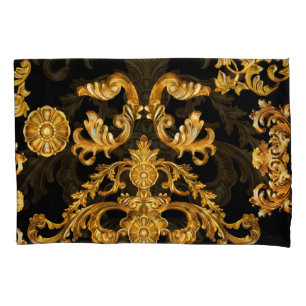 Housse D'oreillers Baroque d'or, éléments ornementaux.