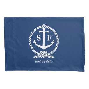 Housse D'oreillers Bateau bleu nautique de plage d'Ancre de
