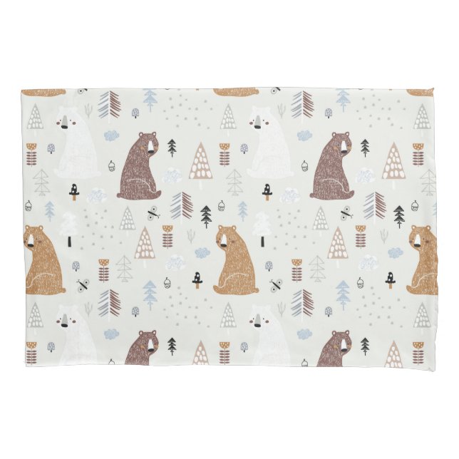 Housse D'oreillers Bears mignonne dans le Motif Woods (devant)