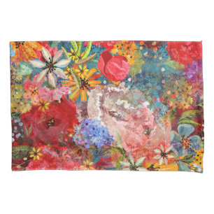 Housse D'oreillers Beau motif floral Abstrait coloré brillant