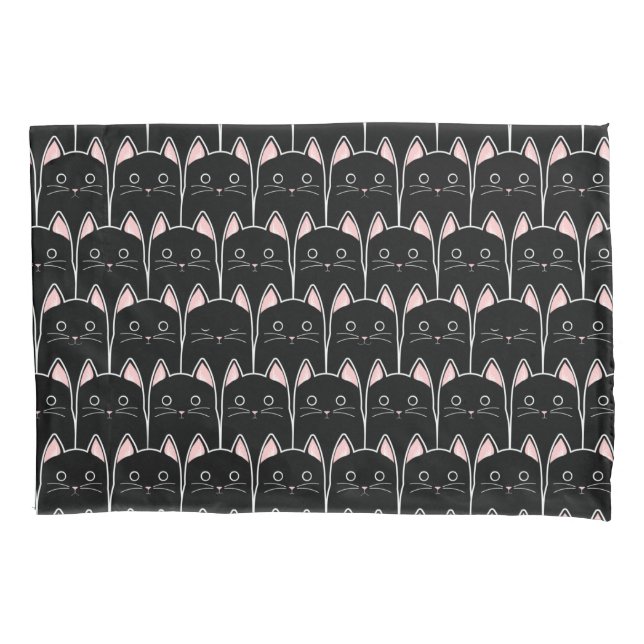 Housse D'oreillers Beaucoup de Motif de chats noirs (devant)