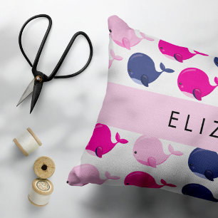 Housse D'oreillers Beaux Baleines, Motif De Baleines, Votre Nom