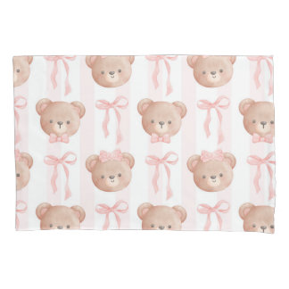 Housse D'oreillers Bébé Nounours et vaches roses