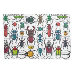 Housse D'oreillers Beetons sur blanc