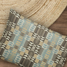 Beige Turquoise Bleu Vert Taupe Brown Motif tribal