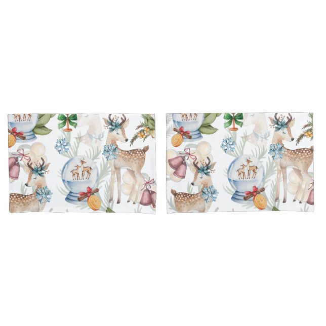 Housse D'oreillers Belle aquarelle Noël (devant-Set)