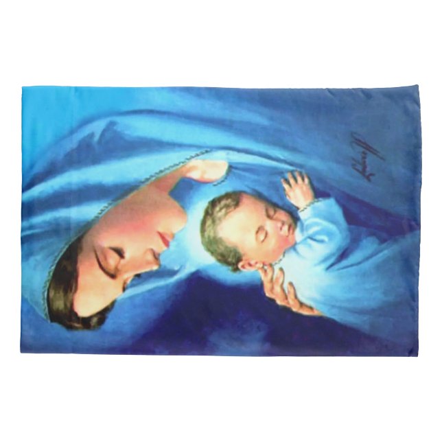 Housse D'oreillers Bienheureuse Vierge Marie avec Bébé Jésus (Dos)