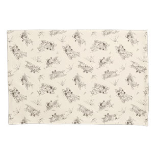Housse D'oreillers Biplans Art Déco rugissants - motif esquissé.