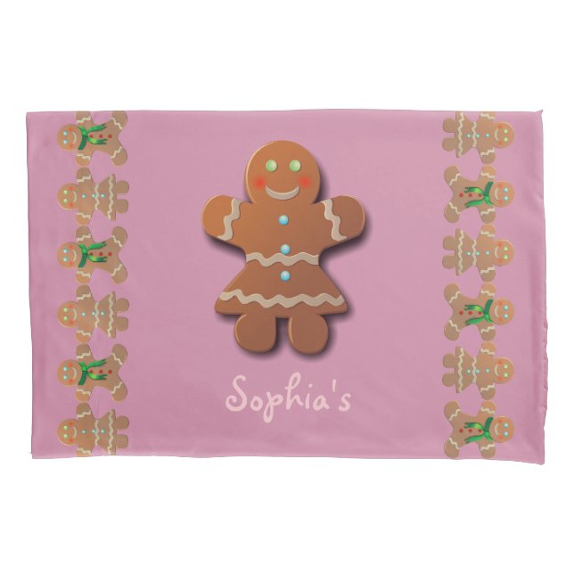 Housse D'oreillers Biscuit mignon de pain d'épice (devant)