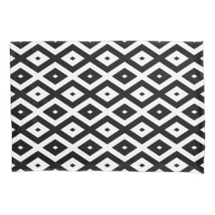 Housse D'oreillers Black and white diamond pattern