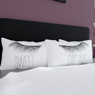Housse D'oreillers Black and White Sweams Dreams Lashes Coussin Coque