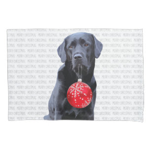 Housse D'oreillers Black Lab Joyeux Noël - adorable chien du Labrador