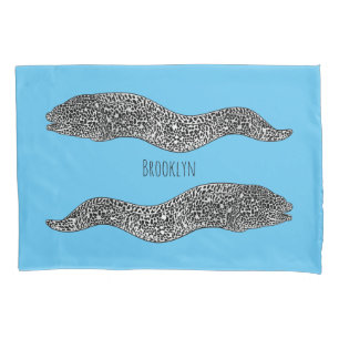 Housse D'oreillers Black spotted moray eel cartoon