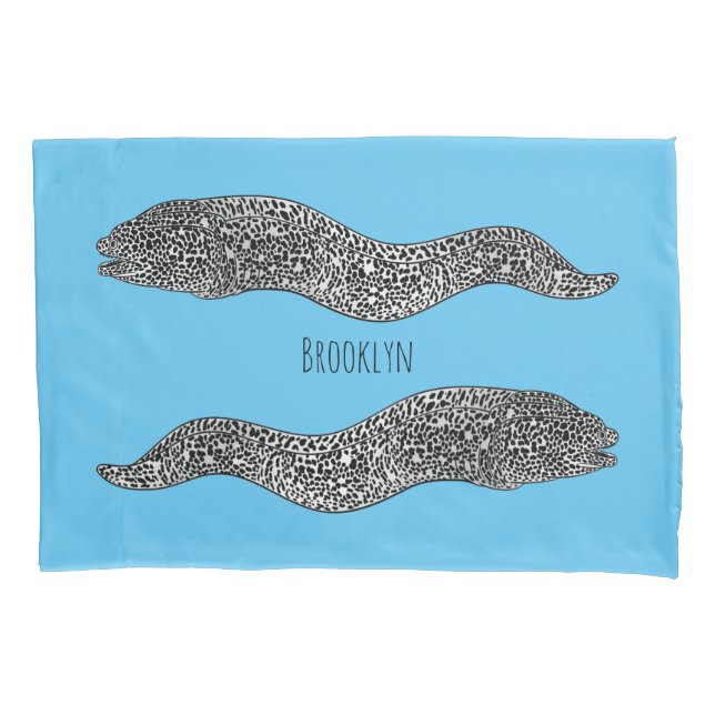Housse D'oreillers Black spotted moray eel cartoon (devant)