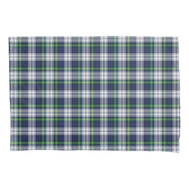 Housse D'oreillers Blanc de vert bleu de tartan (devant)