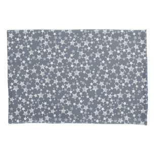Housse D'oreillers Blanc sur bleu foncé gris Motif d'étoiles d'impr