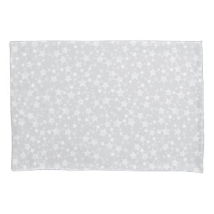 Housse D'oreillers Blanc sur gris pâle Motif d'étoiles d'impression