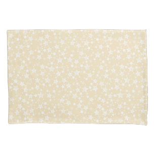 Housse D'oreillers Blanc sur jaune   Motif d'étoiles d'impression Lin