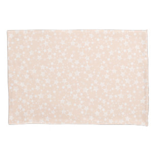 Housse D'oreillers Blanc sur Pêche/Apricot Motif d'étoiles d'impres