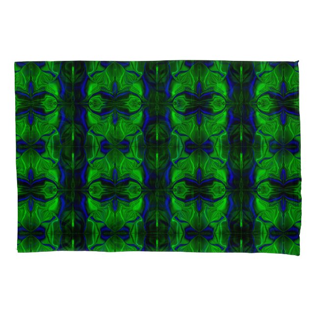 Housse D'oreillers Bleu avec des traits 'flottants' entrelacés (devant)