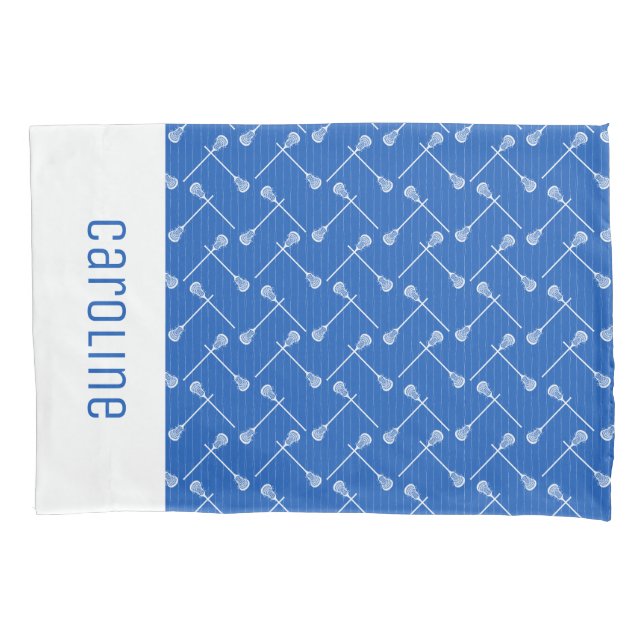 Housse D'oreillers Bleu Bleu Lacrosse Blancs Patternes (devant)