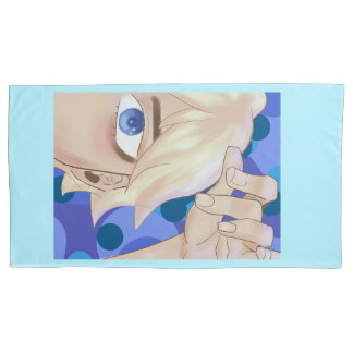 Housse D'oreillers Bleu blonde cheveux garçon semi-réalisme art