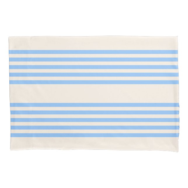 Housse D'oreillers Bleu et beige cinq rayures motif (devant)