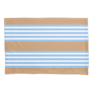 Housse D'oreillers Bleu et blanc cinq bandes motif avec bronze